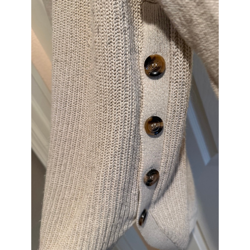 Women's RD Style Beige Crew Neck Sweater with Side Buttons L - Picture 2 of 4